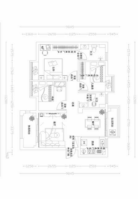 欽州欽城一品97㎡現(xiàn)代簡約裝修效果圖案例